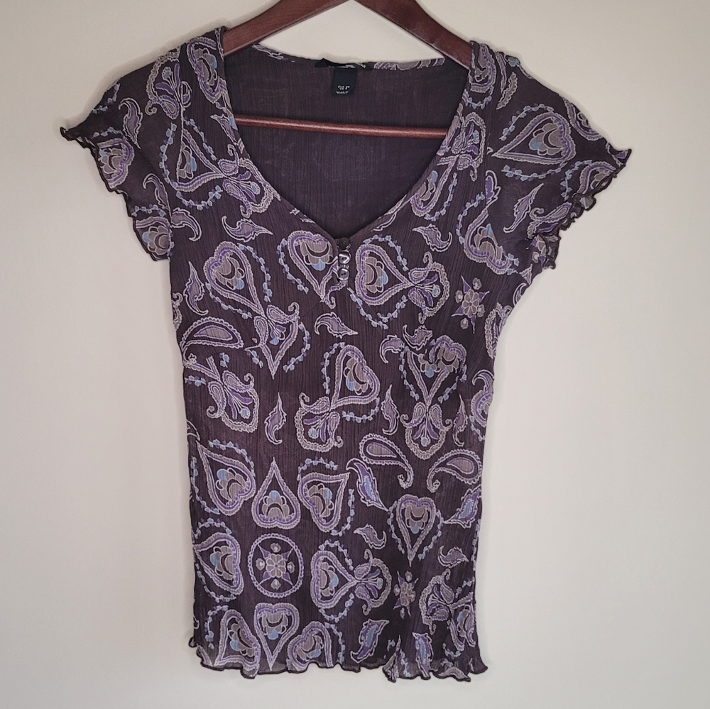 H&M Stretchy Flutter Sleeve Blouse Sz 8